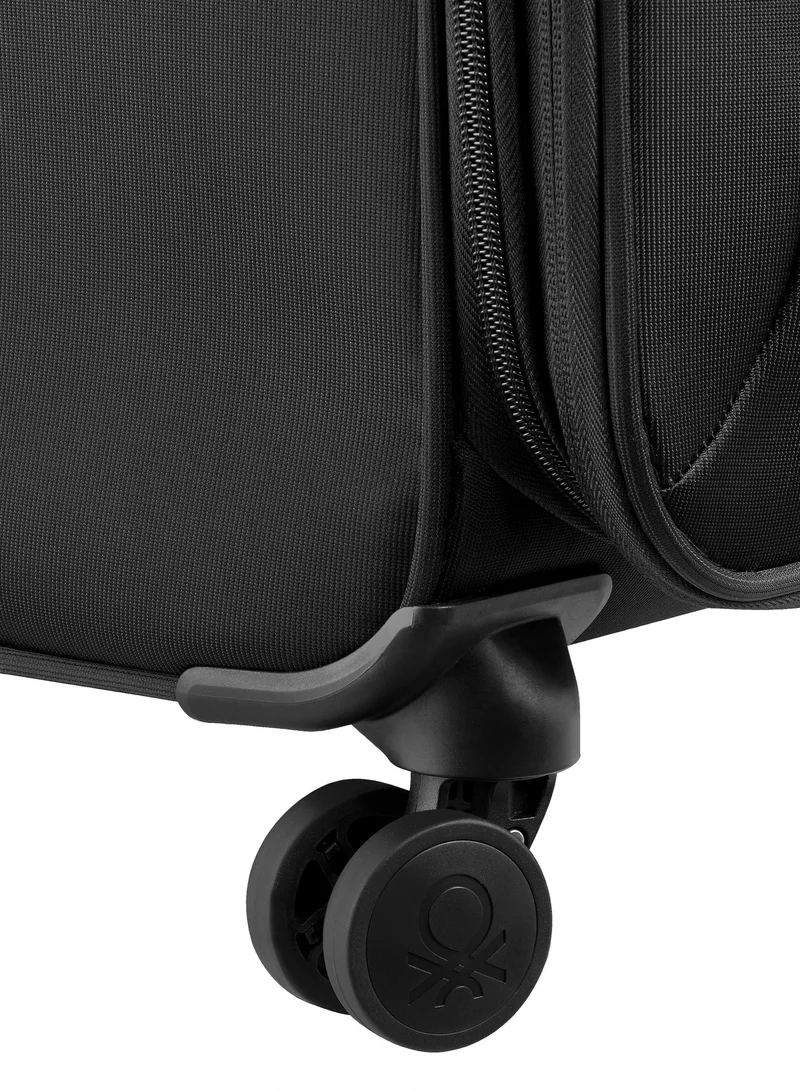 UNITED COLORS OF BENETTON  Color Block 69 Cm 4 Double Wheeled Softside Expandable Check-In Luggage Trolley Case - Black  | Best Price UAE